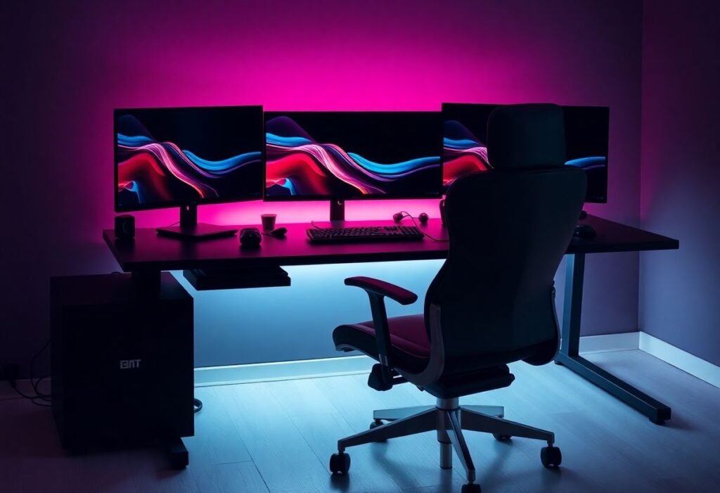 Premium IT Hardware Workstation Bundle with Ergonomic Desk and Dual Monitors
